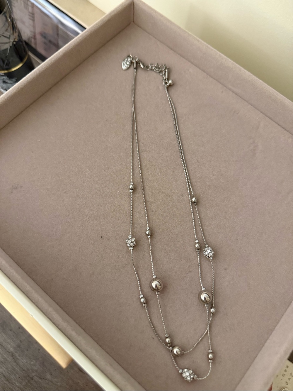 Multi-Strand Silver-Tone Beaded Women's Necklace